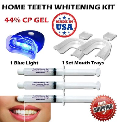 44% Gel Teeth Whitening Whitener Laser LED Light Dental Bleach 3D White