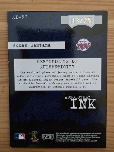 2005 Absolute Memorabilia Absolute Ink Johan Santana Lot! 7 Karten! AI-57 - Bild 7 von 15