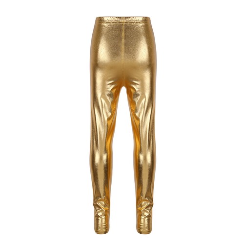 Girls Shiny Metallic Dance Pants High Waist Tights Gymnastics Jazz Yoga Trousers - Picture 23 of 42