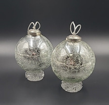 Set 2 Kugel Style Mercury Glass Silver Crackle Ball Christmas Ornaments 4" Heavy