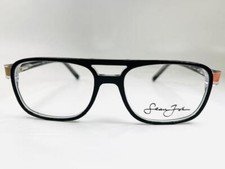 New SEAN JOHN SJO 5145E 001 Black on Clear Eyeglasses 56/17/150