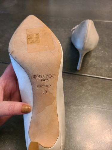 $1,050 Jimmy Choo ROMY Crystal Tiara Ivory Satin Pumps Size 38 / 8 - Picture 6 of 6