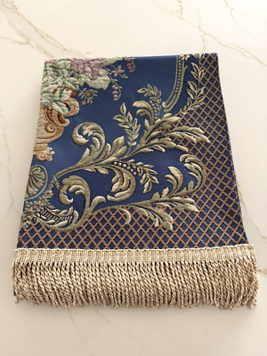 Elegant Blue Floral Janamaz 48×26 , Turkish Silk Viscose Prayer