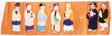 7 Vintage Chinese 5 1/2 " Padded Silk & Paper Doll Dolls China Old