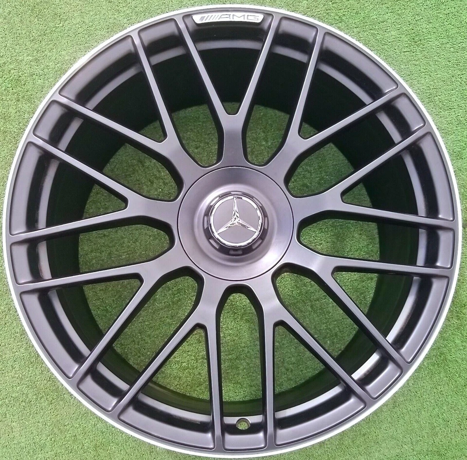 Tapa central negra de fábrica Mercedes Benz llantas forjadas OEM C63 S65 00040011009283 Foto 2 de 4