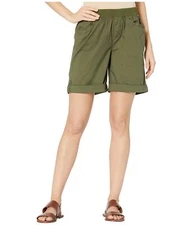 FDJ French Dressing Jeans Serene Poplin Pull-On Shorts Rolled Olive 4 8.5