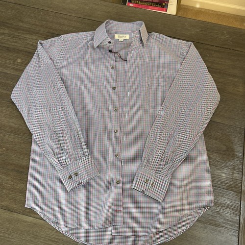 $185 Men's Hagen Carmel CA Classic Fit Plaid Button Front Shirt Size Large