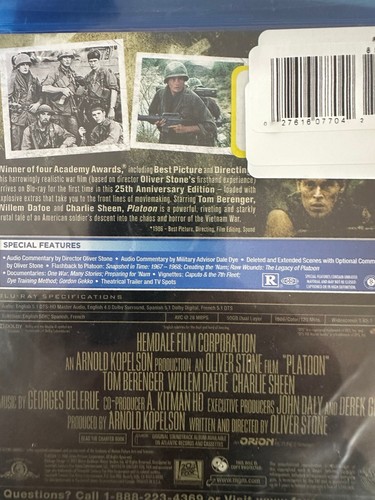 PLATOON (1986) - BLURAY Bonus Card BRAND NEW! *Region A* MGM 90th - Picture 2 of 2