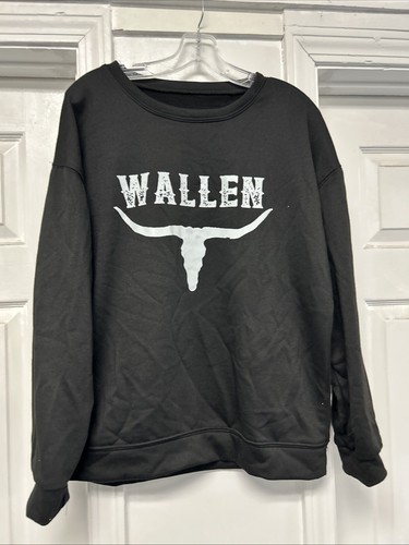 Morgan Wallen Country Songs Black Crewneck Sweatshirt Women’s Medium GUC - Picture 3 of 8