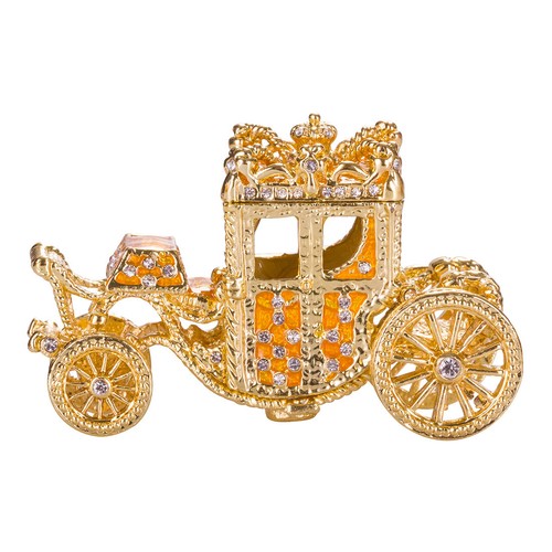Faberge Imperial Coronation Egg Trinket jewel box with carriage 19 cm yellow - Picture 4 of 7