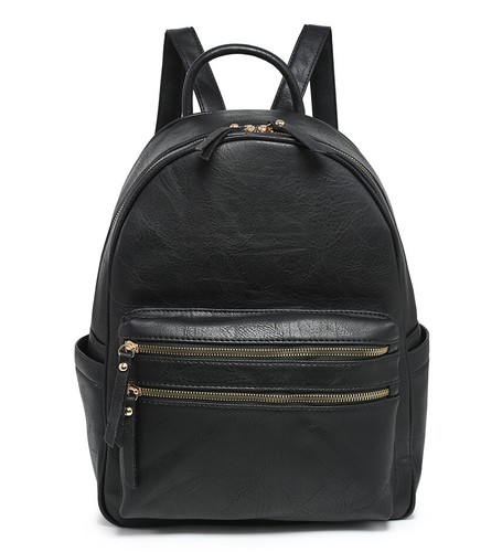 Woman Boutique Classic Zipped Pocket Deco Medium Faux Leather Backpack Bag - Bild 10 von 16