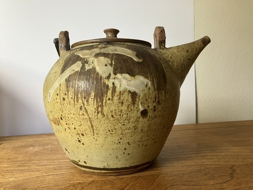Vintage William Creitz studio pottery teapot iron handle mid century modern - Picture 3 of 16