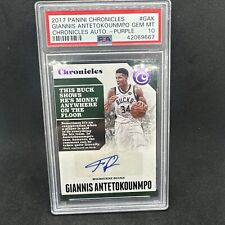 Giannis  Antetokounmpo 2017-18 Panini Chronicles Purple Auto /49 PSA 10 