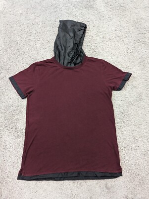 American Rag Hoodie Shirt Men’s Medium Casual Short Sleeve Red