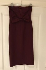 BNWOT RIVER ISLAND BURGUNDY COCKTAIL WIGGLE PARTY BANDAU MIDI DRESS SIZE 8