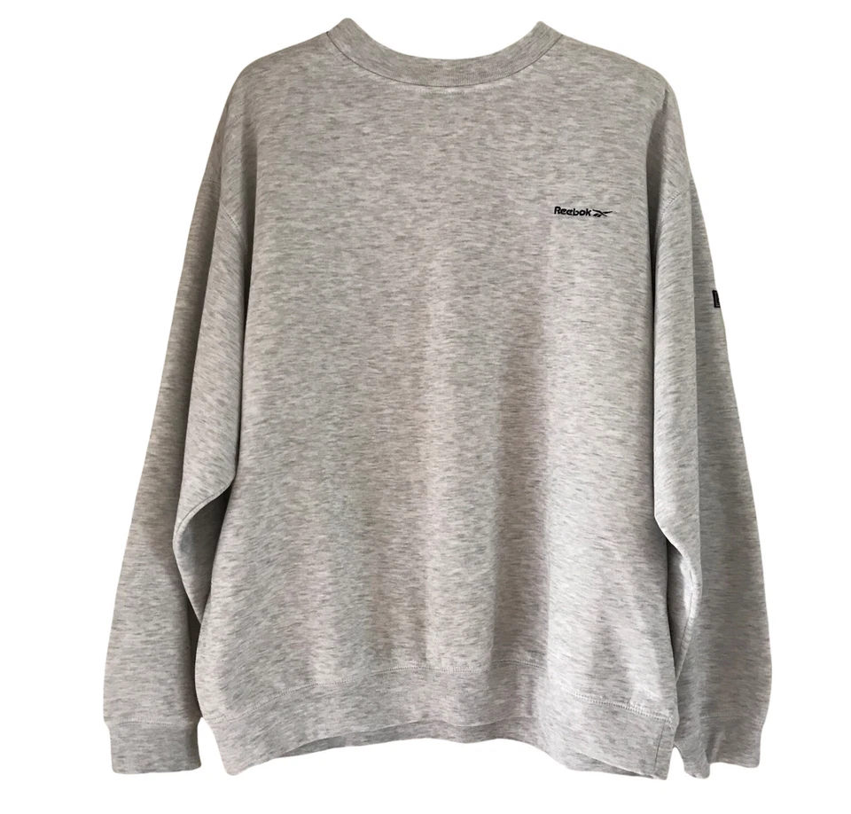 Reebok Essentials Vintage Sweatshirt Light Grey Marl Size XL PTP 27” Retro 90’s - Image 2 of 4