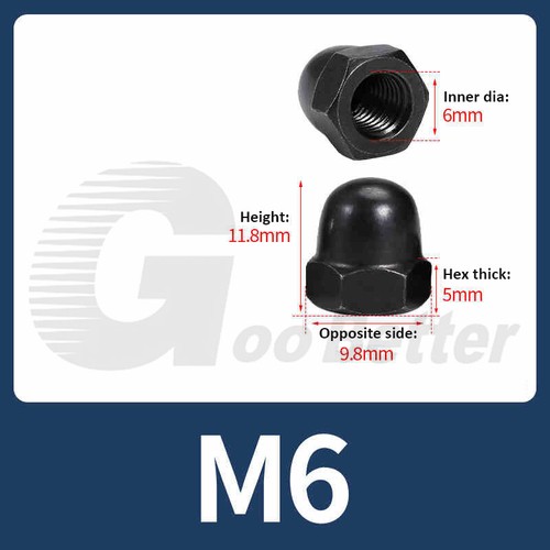 Hutmuttern Hutmutter Edelstahl A2 V2A rostfrei Hutmuttern Muttern M3-M24 Schwarz - Bild 14 von 21