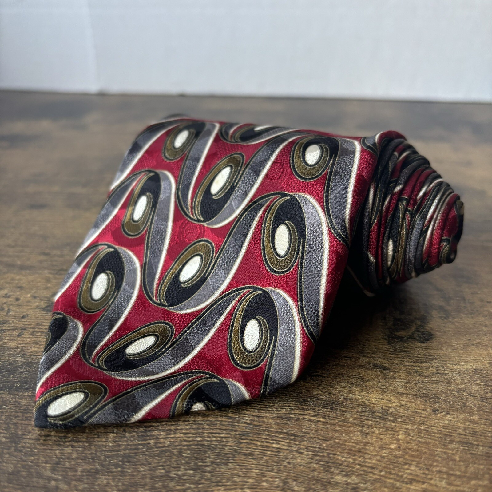 VTG Basic Elements Men’s Silk Necktie Blue Red Wh… - image 4