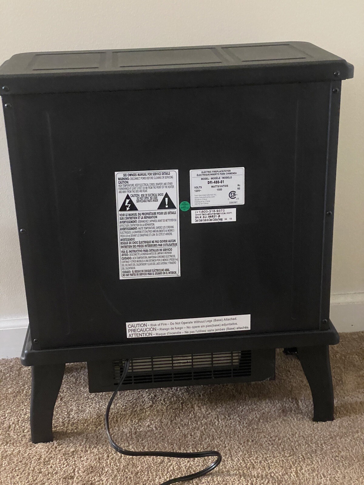 Duraflame Infrared Quartz Electric Fireplace Stove Heater, Black | eBay