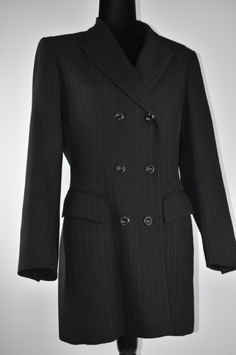 Barbara Bui 42/44 Suit Set Stripe Double Breasted Blazer Jacket Flat Front Pants - Picture 3 of 20