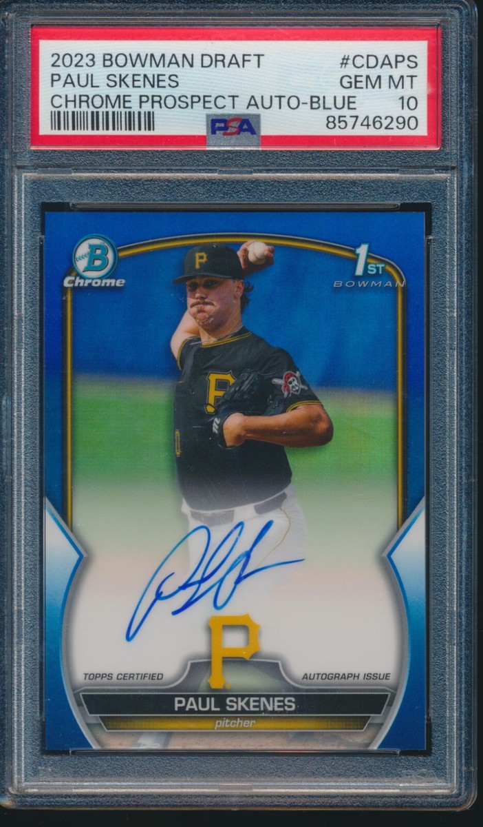 PSA 10 PAUL SKENES AUTO 1st 2023 Bowman Chrome Draft BLUE 
