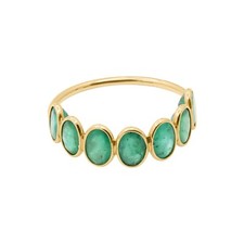Natural Emerald Half Eternity Ring 18k Solid Yellow Gold Handmade Jewelry