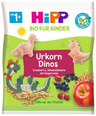 HIPP Organic Baby Cereal Snacks with Fruits Urkorn Dinos from 1 Year 30g 1.05oz