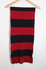 Polo Ralph Lauren Blue Red Stripe Rib Knit Lambswool Scarf 13x27