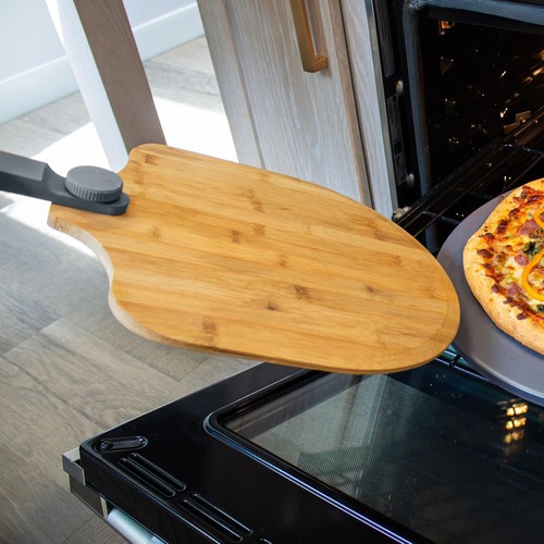 Durable 15-Inch Glazed Cordierite Pizza Stone with Bamboo Peel & Large Cutter - Picture 7 of 9