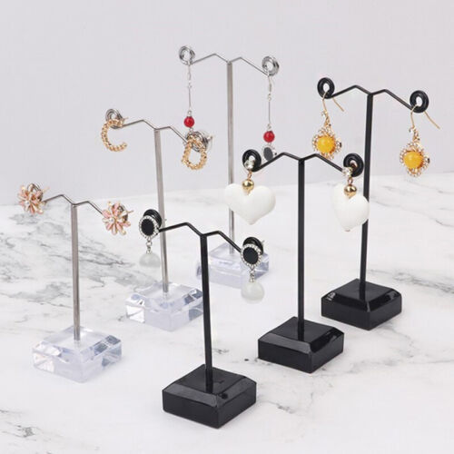 Metal Jewelry Display Stand Black Clear Acrylic Stud Earring Holder Hook Hang ZC - Afbeelding 1 van 12