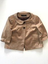 Zara Women's Career Blazer Jacket Elbow Sleeves Two Button Closure Gold Size M