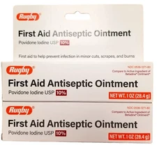Rugby Povidone Iodine OINTMENT 10% 1oz  ( 2 pack ) NEW LOOK --