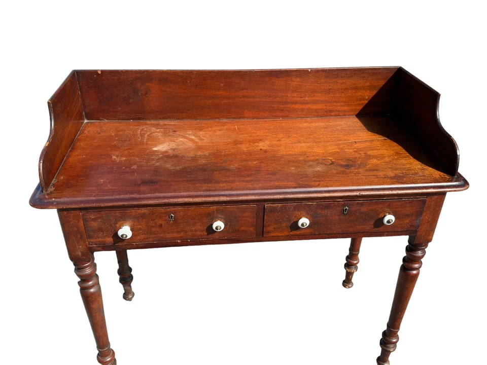 Antique hunt board sheraton foyer table two drawer stand gallery 1820 walnut - Image 4 of 4