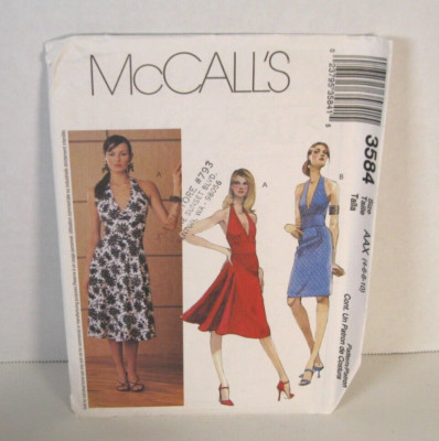 McCall's 3584 Halter Dresses in Two Styles Misses' 4-10 Pattern Uncut Free Ship!