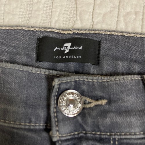 7 For All Mankind Jeans The High Waist Skinny Grey Dark Wash Stretch Size 28 - Picture 7 of 10