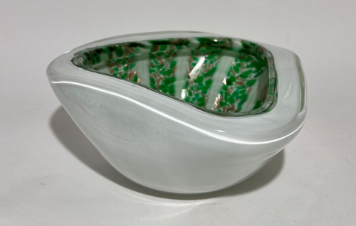 Murano Circus Tent Bowl Alabaster White Blown Encased Glass Geode Venice Italy - Picture 2 of 21