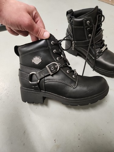 Harley Davidson Women's 9.5m Tegan High Black Lace Up Boots Motorcycle D84424 - Picture 22 of 24