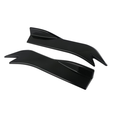 2PC Car Auto Rear Bumper Lip Diffuser Splitter Canard Protector Top Glossy Black - Picture 6 of 11