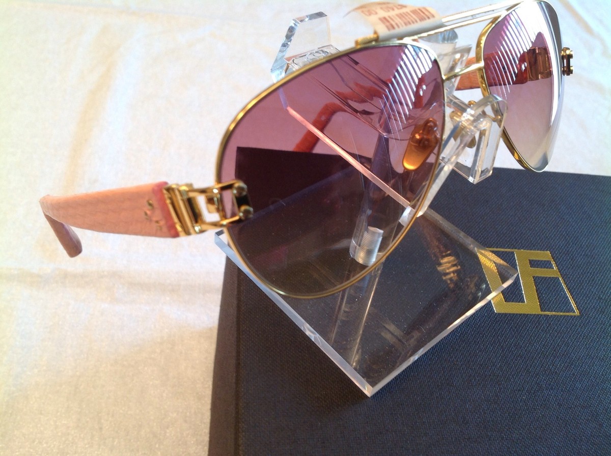 Linda Farrow Rose Gold Titanium Snakeskin Folding Blinker Aviator Sunglasses HOT RARE LINDA FARROW LUXE LFL119/7 PINK SNAKESKIN/GOLD  main image 2