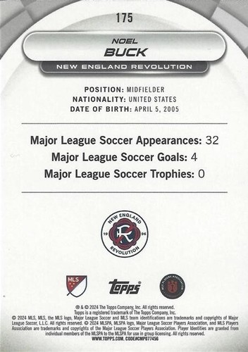 2024 Topps Major League Soccer Super Stars Yellow Common Cards (171 - 180) - MLS - Photo 10/40