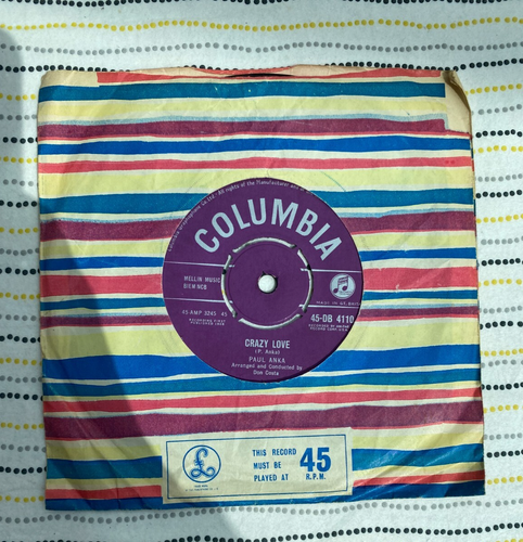 Paul Anka Crazy Love / Let the Bells Keep Ringing Single Vinyl Record | Columbia - Picture 2 of 5