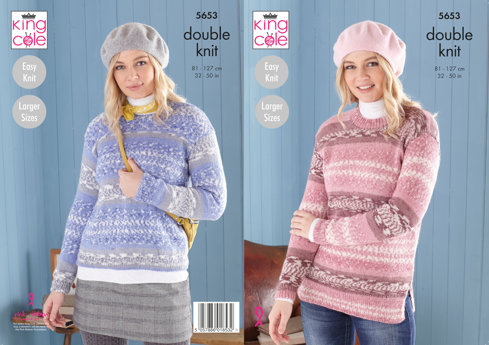 Easy Knit Womens Sweater & Tunic Knitting Pattern King Cole Double Knit DK 5653