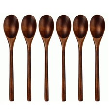 Spoons Wooden Spoons for Eating 6 Pieces Japanese Natural Plant Ellipse Woode...