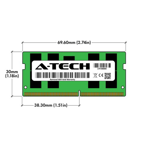 A-Tech 64GB 2x 32GB PC4-25600 ECC SODIMM DDR4 3200 ECC Unbuffered NAS Memory RAM - Picture 3 of 4