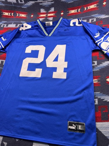 Vintage 90s Shawn Springs #24 Seattle Seahawks NFL Puma Blue Jersey Sz Large - Picture 4 of 14
