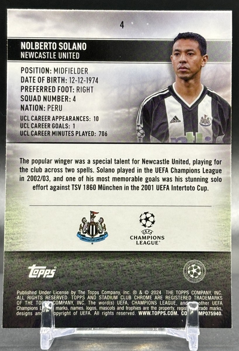 2023-24 Topps Stadium Club Chrome #4 Nolberto Solano Newcastle United
