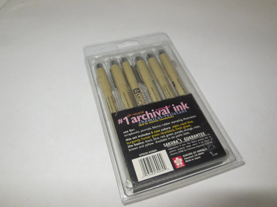 Paquete de 6 bolígrafos AP Pigma Micron colores tierra .45 mm #30069 Sakura Foto 2 de 2