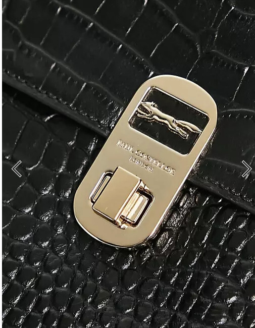 PAUL COSTELLOE LEATHER TOP HANDLE CROSSBODY BAG BLACK CROC eBay