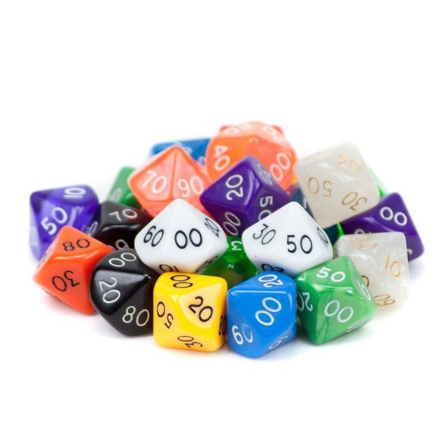 Wiz Dice 25 Pack of Random D1000 Polyhedral Dice in Multiple Colors for