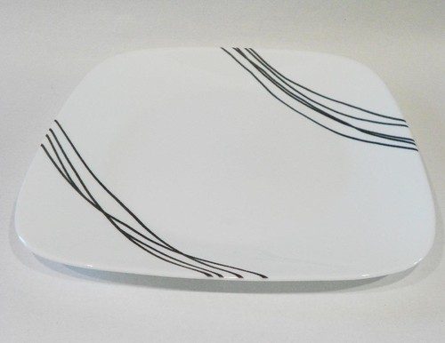 ❤️ Corelle SIMPLE SKETCH Square 10 1/2" DINNER PLATE *Contemporary Black Lines - Picture 2 of 3